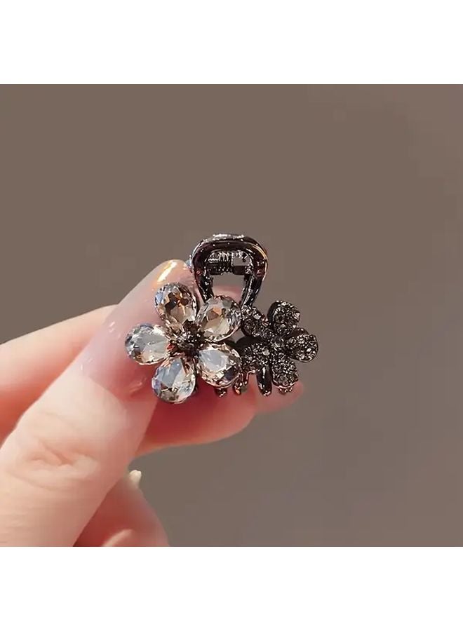Rhinestone Flower Hair Claw Small Alloy Shark Clip For Taming Flyaway Hair - Image 5